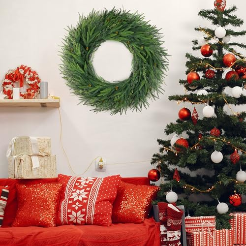 30-Inch Artificial Norfolk Pine Wreath for Front Door & Holiday Decor