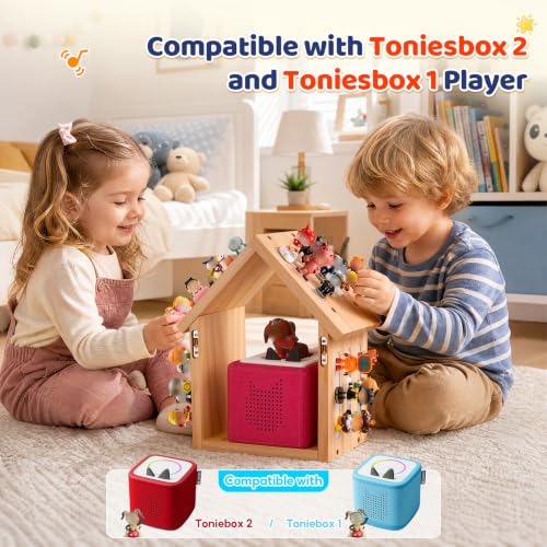Wooden Wall Shelf for Tonies Figures - House Shape, Fits Toniesbox 1 & 2