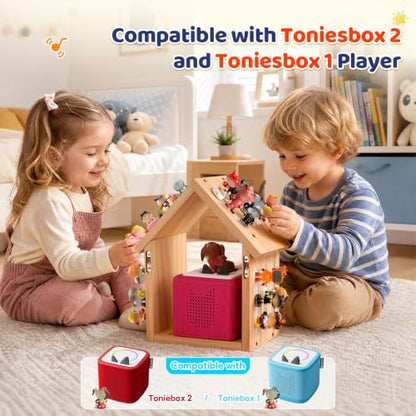 Wooden Wall Shelf for Tonies Figures - House Shape, Fits Toniesbox 1 & 2