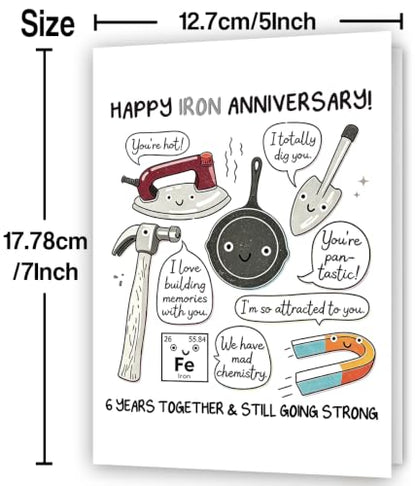 Iron 6 Year Wedding Anniversary Card Gifts for Him Her - Variation LI-406