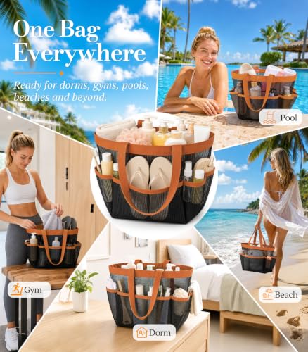 Mesh Shower Caddy for Dorm & Travel - Large 9-Pocket Bathroom Organizer