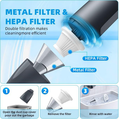 OMO Handheld Vacuum, 13000PA Portable Cordless Car Vacuum Cleaner, Suction and Blow 2 in 1 Dust Removal Vacuum Cleaner for Car, Home, Office,Pet. Black