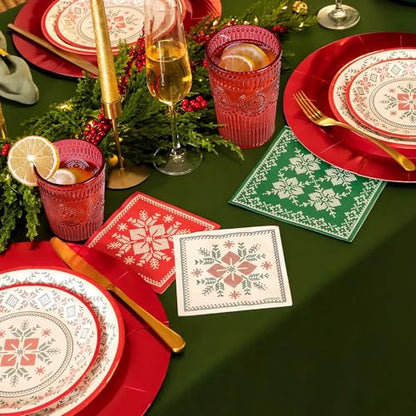 12 Pcs Vintage Highball Glass Set - 12oz & 9oz Embossed Ribbed Tumblers, Sunflower Pattern, Christmas Red (Variation: Red)