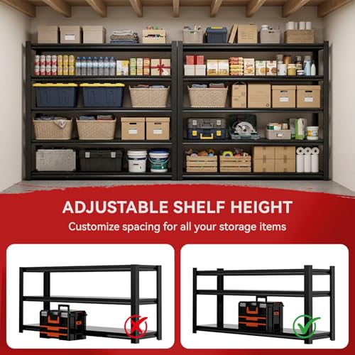 Heavy Duty Metal Storage Shelving Unit - 84 Inch Height, 5-Tier, 5000 lbs Capacity