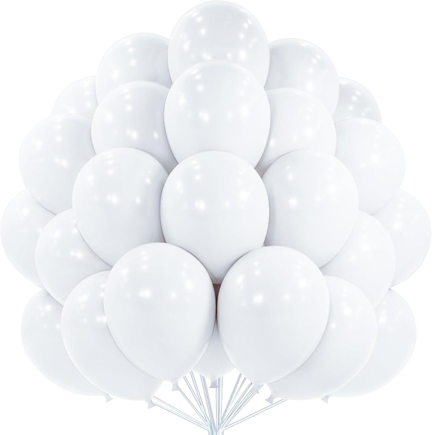 PartyWoo White Balloons - 101pcs 12-Inch Matte Latex for Weddings, Graduations & Celebrations