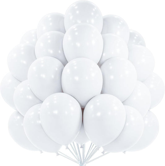 PartyWoo White Balloons - 50 Pcs 12 Inch Latex Helium Balloons for Weddings & Celebrations
