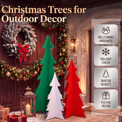 3 Pack Outdoor 3D Christmas Tree Decorations - Openwork, Multi-Size Set