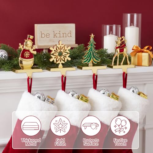 Christmas Stocking Holders Set of 4 with Reindeer Snowman Snowflake 3D Design