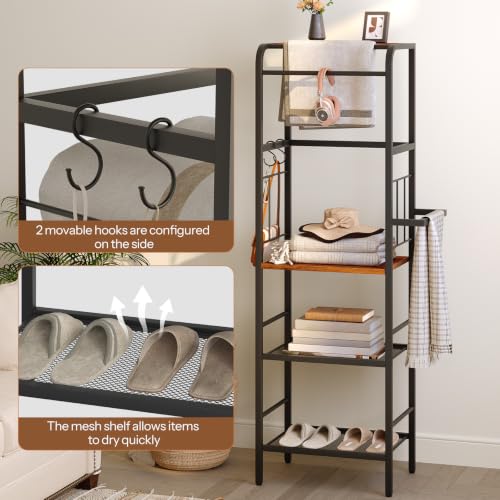 Freestanding Towel Rack with Storage Shelf for Bathroom