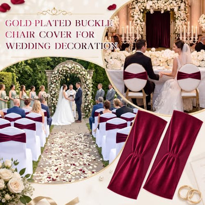 50 Pcs Red Spandex Wedding Chair Sashes with Bow - Elegant Party Decor