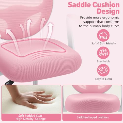 Kids Desk Chair Ergonomic Study Chair with Flip Armrest - Pink