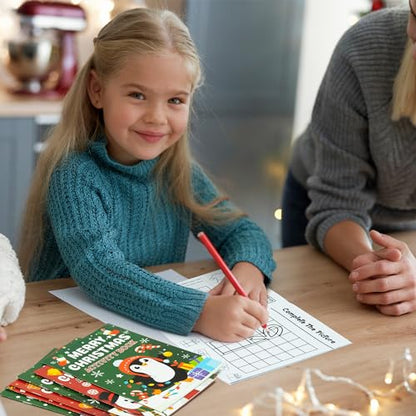 Christmas Activity Books Set - 24 Mini Coloring & Fun Games Books for Kids Xmas Variation