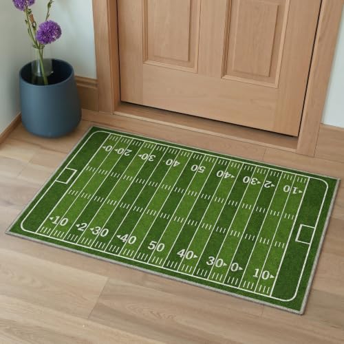 Bavni 2x5 Football Field Runner Rug - Washable Green Sports Carpet