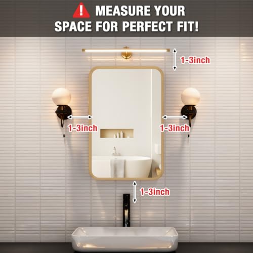 Rectangle Bathroom Medicine Cabinet with Mirror, Recessed or Surface Mount, Aluminum Frame, 25 Inch Height