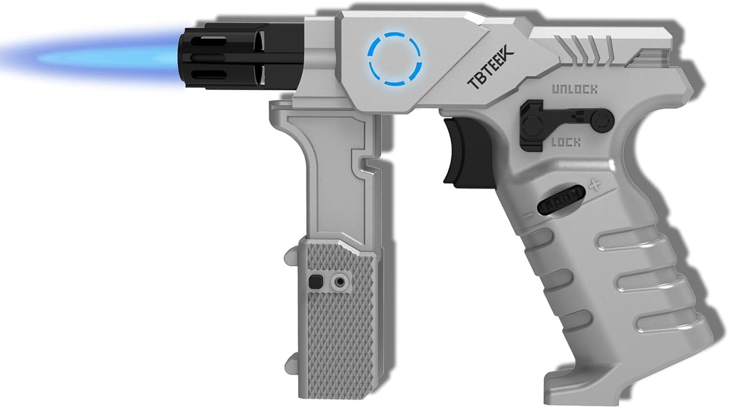 TBTeek Torch Lighter - Refillable Butane Kitchen Blow Torch with Adjustable Flame & Safety Lock | Dual Heights for Cooking & BBQ