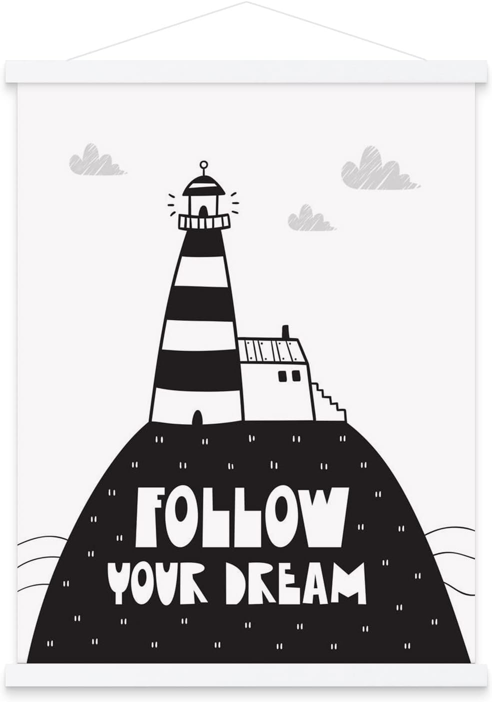 Benjia Magnetic Light Wood Poster Frame - 24x36, 24x18, 24x32 for Photos & Artwork | White Finish