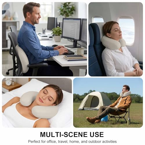 Travel U-Shaped Neck Pillow Memory Foam Support Cushion White Portable