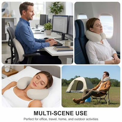 Travel U-Shaped Neck Pillow Memory Foam Support Cushion White Portable
