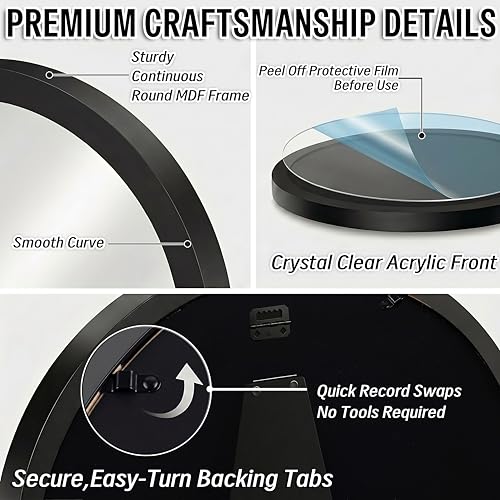 12 Inch Vinyl Record Frame Wall Mount & Tabletop Display Black