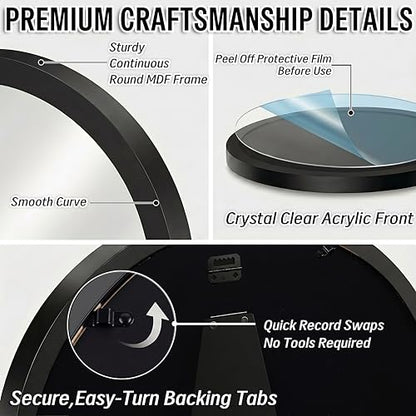 12 Inch Vinyl Record Frame Wall Mount & Tabletop Display Black