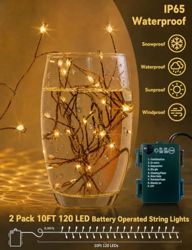 ITICdecor 2 Pack Battery Operated Fairy Lights Indoor Decor - Warm White, 120LED