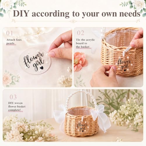 Flower Girl Basket with Pearl Handle & Sign - Wedding Decor