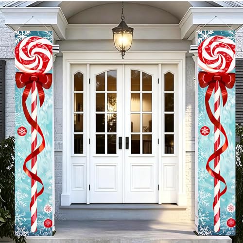 Door Hanging Banner with Candy Cane and Snowflake Design – 71 x 12 in, 01 Variation