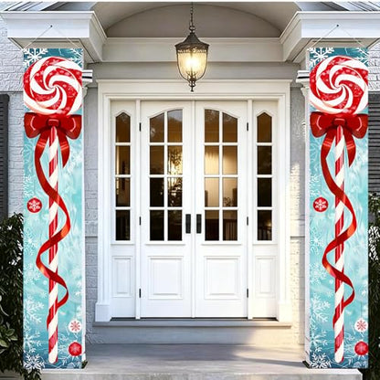 Door Hanging Banner with Candy Cane and Snowflake Design – 71 x 12 in, 01 Variation