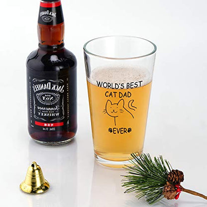 Transparent World's Best Cat Dad Ever Beer Glass - 15oz Novelty Gift for Cat Lovers