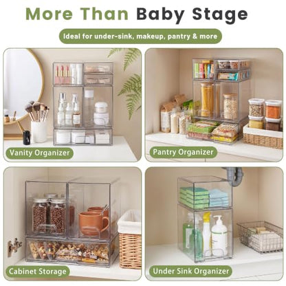 Baby Bottle Organizer 6-Piece Clear Acrylic Stackable Storage Drawers
