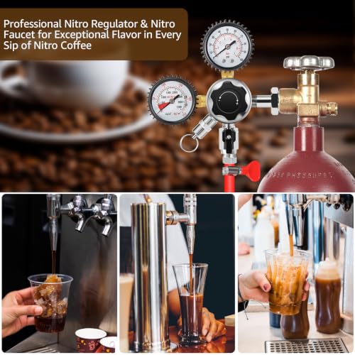 Nitrogen Regulator for Cold Brew Keg with CGA-580 Fitting and Dual Gauges