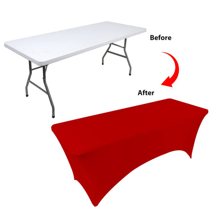 BDDC Table Covers for 4 Foot Tables, Spandex Table Covers 4ft, Red Table Cloths Rectangle 4ft for Events, Wedding, Banquets & Parties