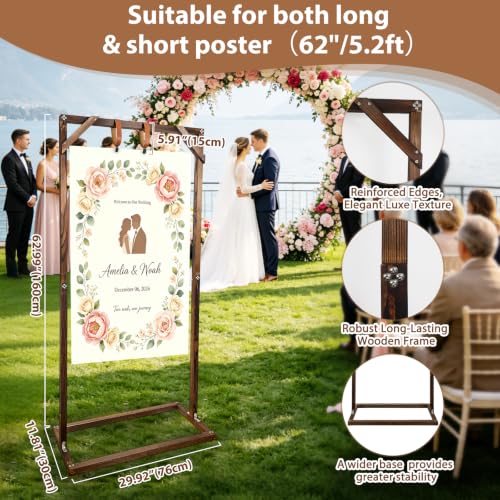 Wooden Welcome Sign Stand for Wedding & Event Decor - 63 x 30 Inch
