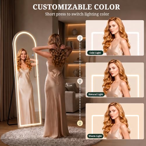 Lighted Full Length Mirror with LED Lights 64x21 inches - Modern Floor & Wall Mirror
