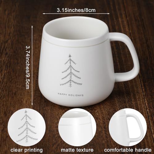Classic Snowflake White Christmas Tree Mug Set - 2 Ceramic Holiday Cups