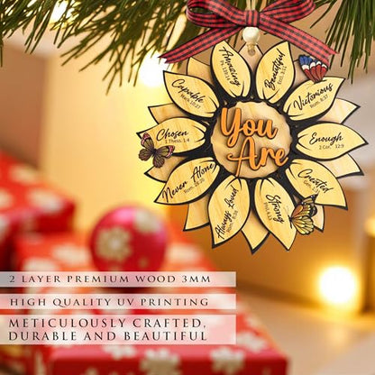 Sunflower Faith Christmas Ornament 2025 - Religious Gift for Women, Bible Verse Decoration with Variation You Are Sunflower