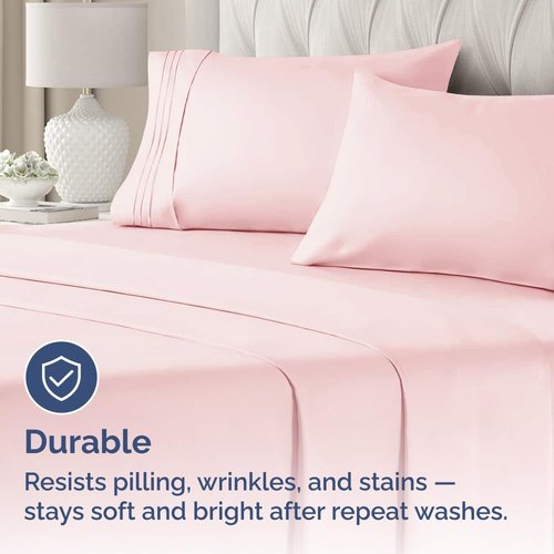 King Pillow Cases by [Brand Name] - Ultra Soft Hotel Quality Covers | 4-Piece Set in Baby Pink - Wrinkle & Fade Resistant