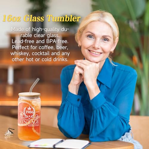 40th Birthday Gifts for Women - Canvas Tote Bag Glass Candle & More - Variation of 40th