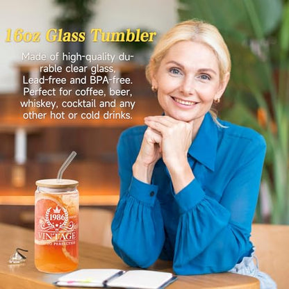 40th Birthday Gifts for Women - Canvas Tote Bag Glass Candle & More - Variation of 40th
