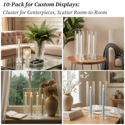10Pcs Hurricane Glass Candle Holders for Indoor Outdoor Decor