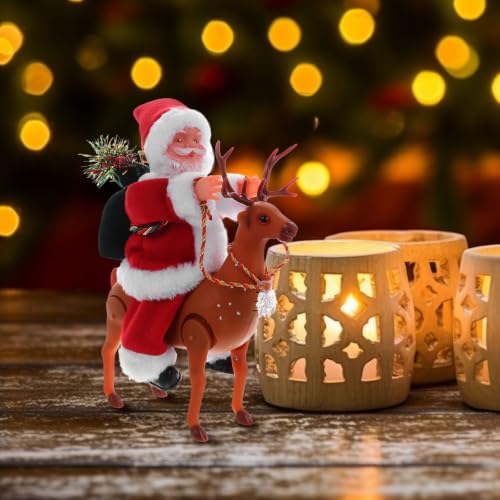 Animated Christmas Riding Deer with Music - Holiday Decor, 21.5cm