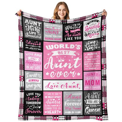 Best Aunt Ever Blanket - 60x80 Gift for Aunt from Niece - Cozy Throw