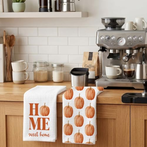 Fall Pumpkin Kitchen Towel Set - Decorative Hand Towels for Autumn Home Decor