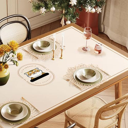 Set of 18 Gold Round Vinyl Placemats & Coasters - 15 Inch Holiday Table Decor