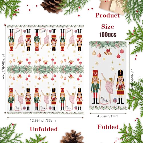 Christmas Nutcracker Paper Napkins - 100 Pack Holiday Table Decor - 3 Ply Disposable Hand Towels - Winter Xmas Home & Kitchen
