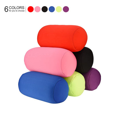 EBTOOLS Round Neck Pillow,Lower Back Support Cylinder Microbead Roll,Smooth Soft Touch Fabric,Tube Cervical Support for Travel or in Home,30×14CM (Red)