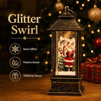 Christmas Snow Globe Lantern Light-Up Holiday Decor - Variation #F