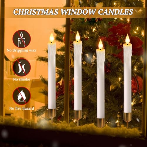 Off-White Flameless Candles with Remote Timer - Battery Operated Window Candles