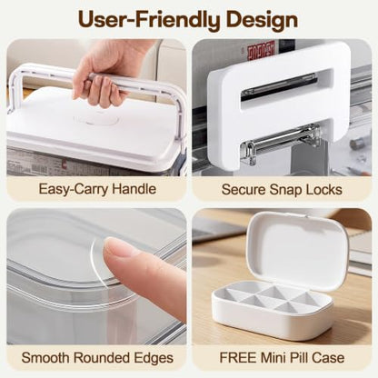 4-Tier Portable Medicine Organizer with Handle - Family First Aid Case & Pill Bottle Holder