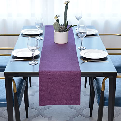 Farmhouse Table Runner Cloth 12x60 Inches Dark Purple for Holiday Dining